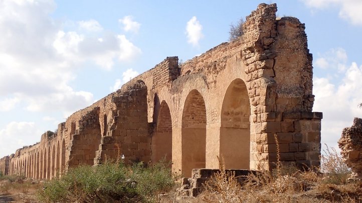 A section of the Roman aqueduct structure in the Miliane Valley near Tunis 